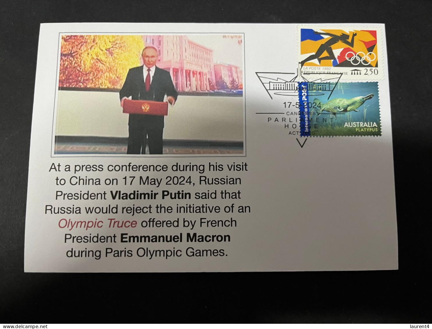 19-5-2024 (5 Z 27) Russian President Putin Said That Russia Would Reject "Oympic Truce" During The 2024 Olympic Games - Sommer 2024: Paris