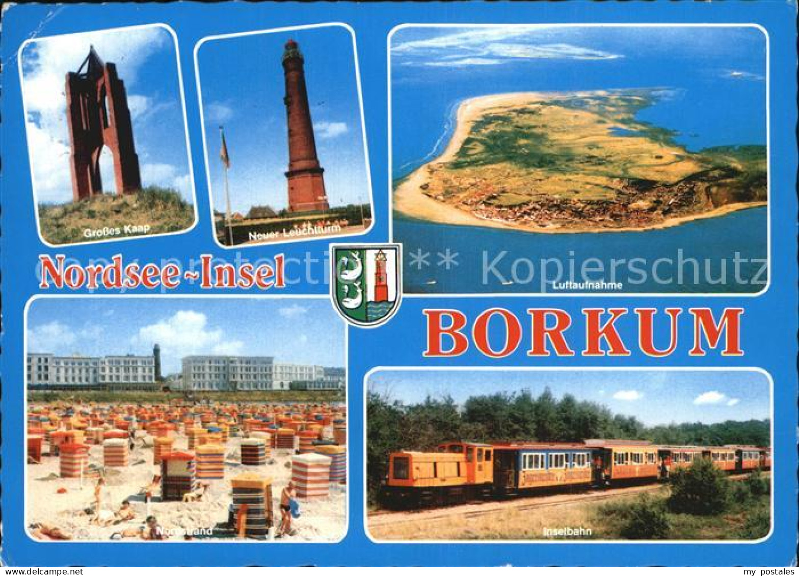 72567061 Borkum Nordseebad Kaap Leuchtturm Fliegeraufnahme Strand Inselbahn Bork - Borkum