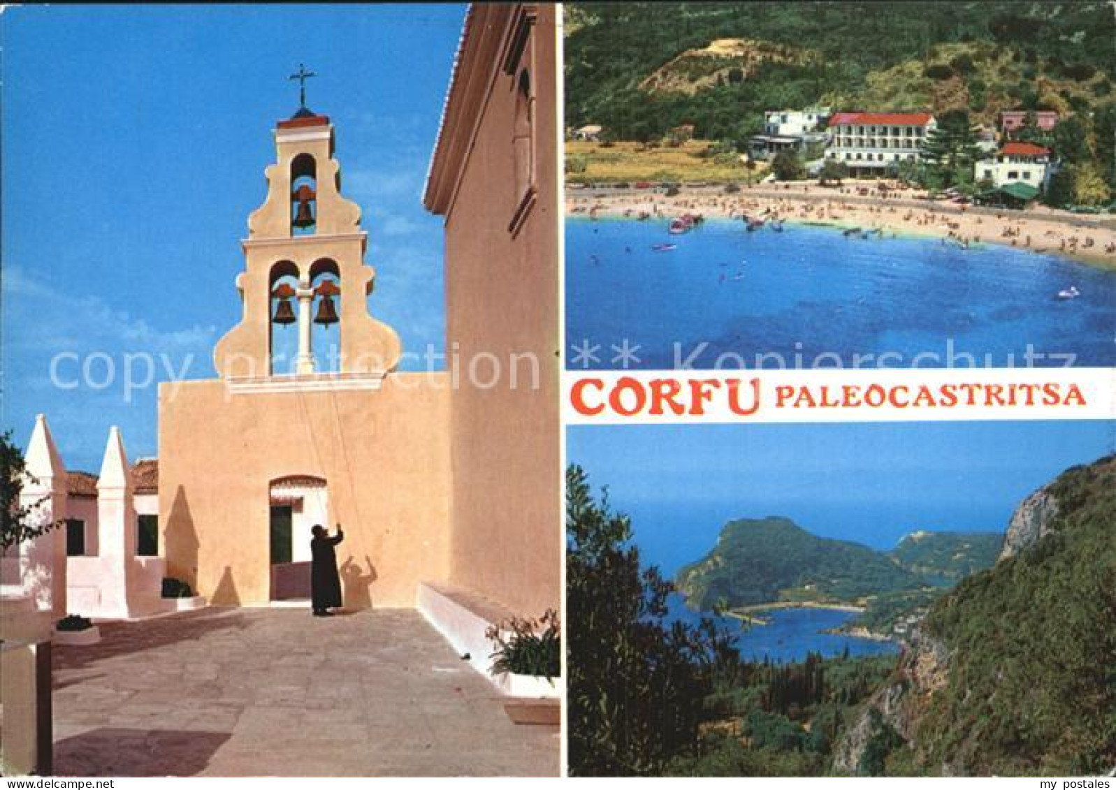 72567008 Korfu Corfu Fliegeraufnahme Strand Kirche Griechenland - Greece