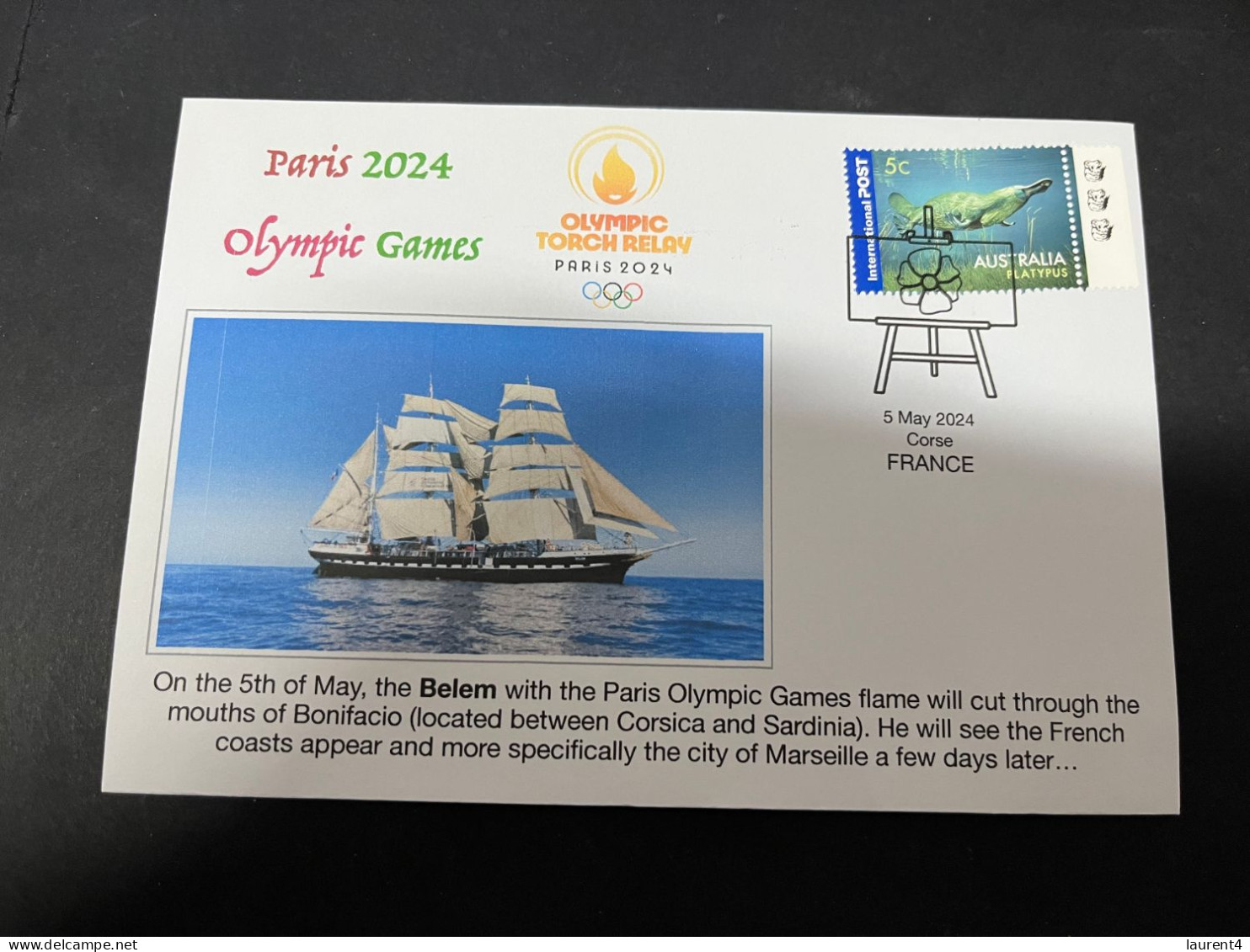 19-5-2024 (5 Z 32) Paris Olympic Games 2024 - The Olympic Flame Travel On Sail Ship BELEM (2 Covers) - Summer 2024: Paris