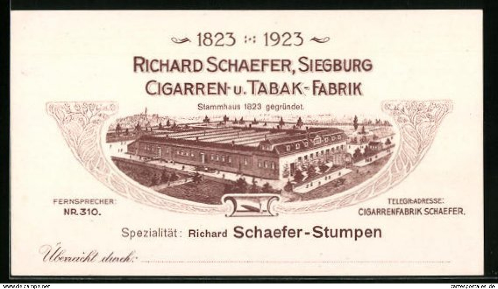 Vertreterkarte Siegburg, Cigarren- Und Tabak Fabrik Richard Schaefer, Blick Auf Das Stammhaus  - Ohne Zuordnung