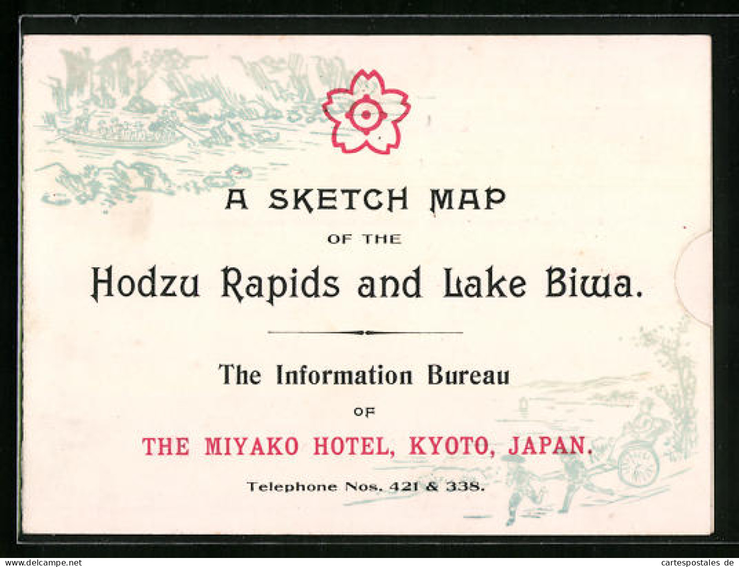 Vertreterkarte Kyoto, The Miyako Hotel, Sketch Map Of The Hodzu Rapids And Lake Biwa  - Unclassified