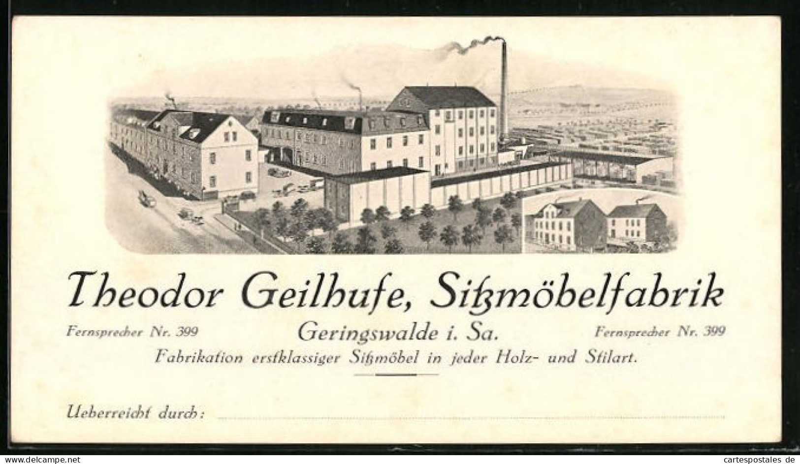 Vertreterkarte Geringswalde I. Sa., Sitzmöbelfabrik Theodor Geilhufe, Ansicht Der Werke  - Unclassified