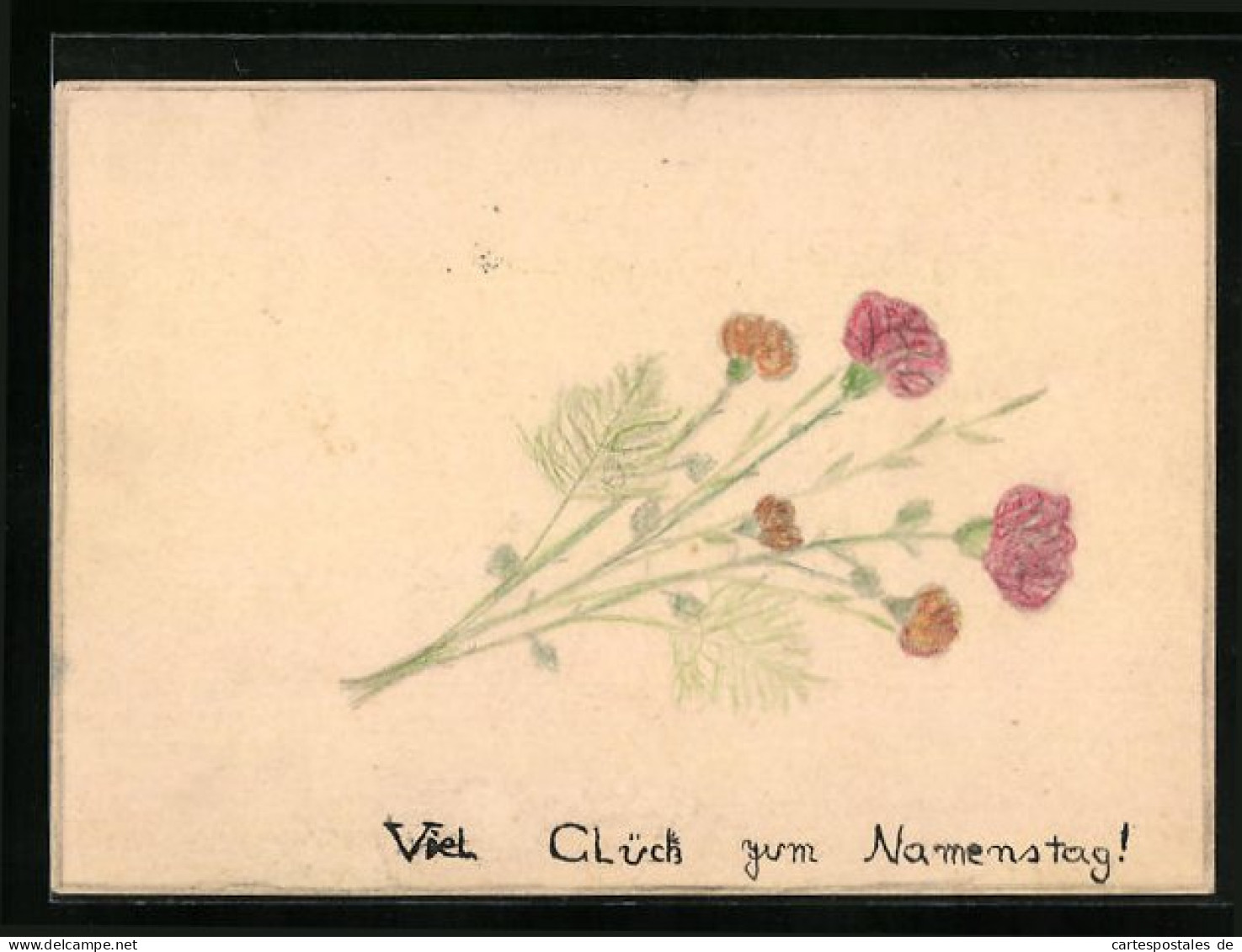Künstler-AK Handgemalt: Blumengesteck Mit Blattgrün  - 1900-1949