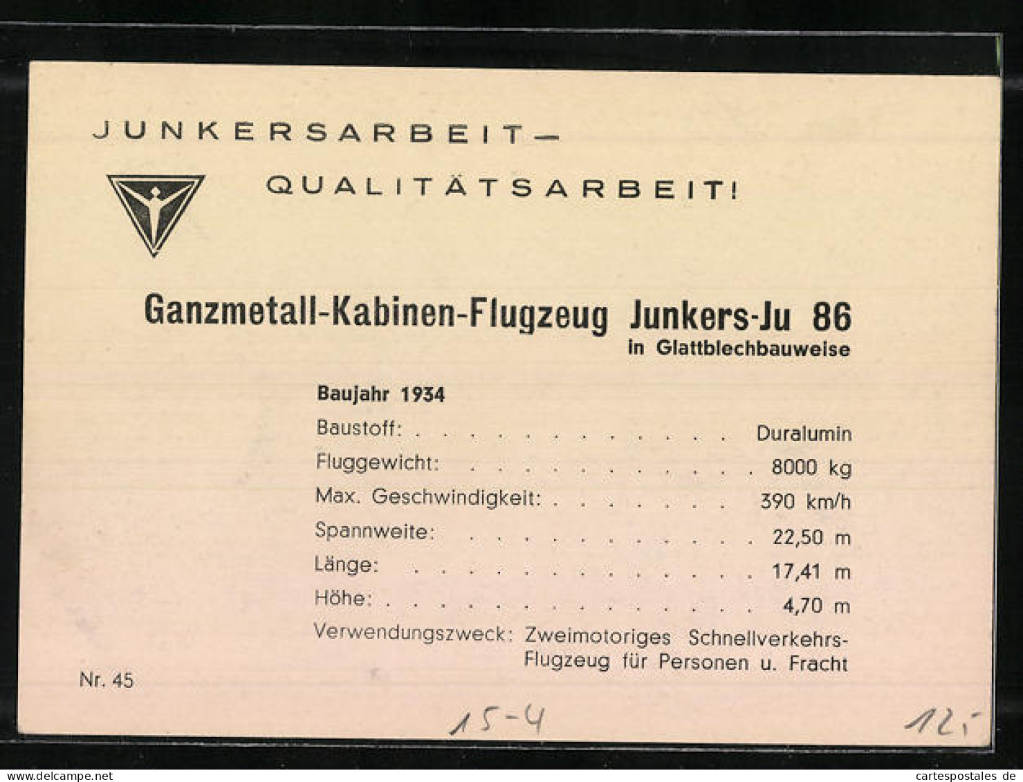AK Flugzeug Junkers-Ju 86 Im Flug  - Sonstige & Ohne Zuordnung