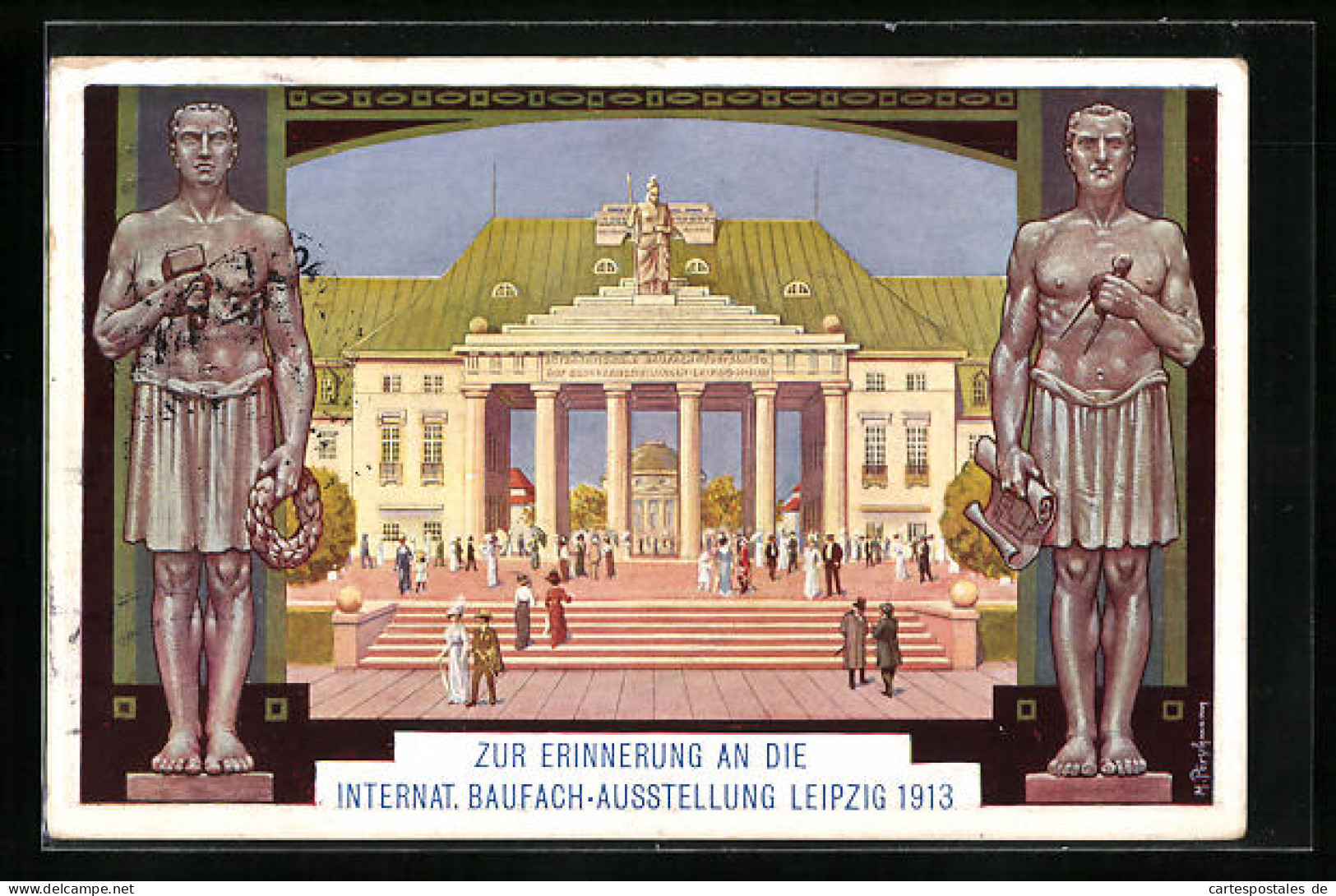 AK Leipzig, Internationale Baufachausstellung 1913, Portal Und Statuen  - Exhibitions