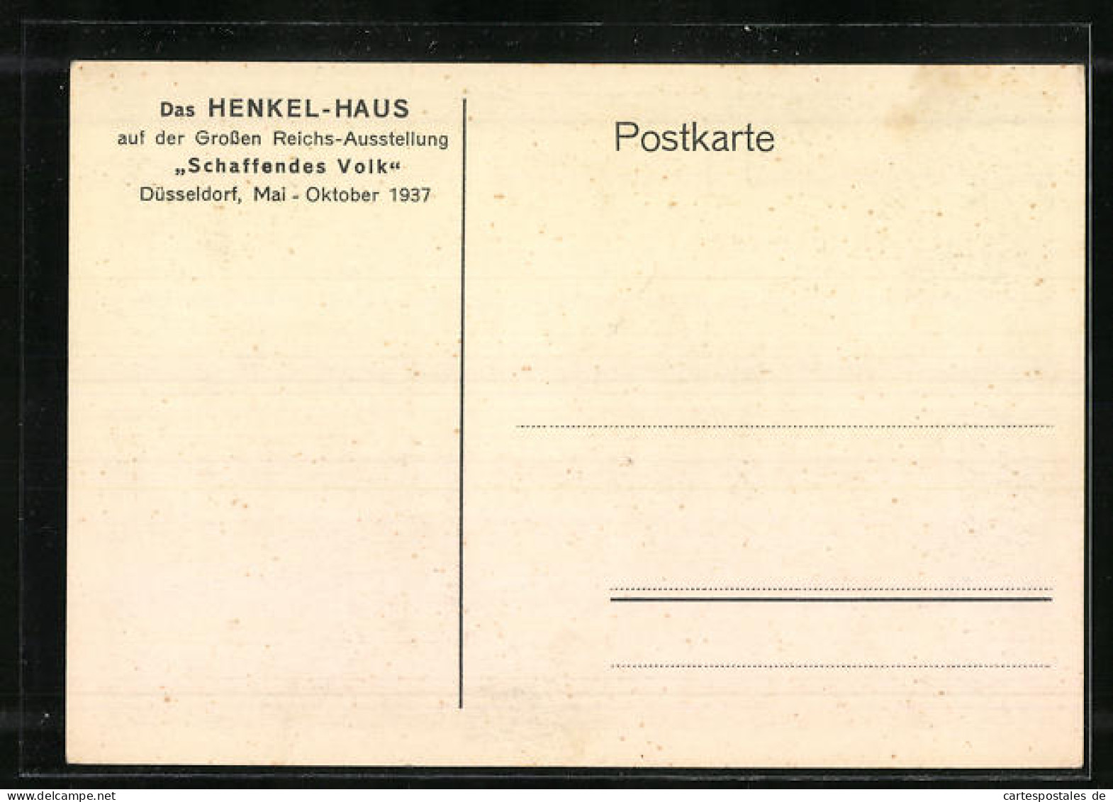 AK Düsseldorf, Grosse Reichs-Ausstellung Schaffendes Volk 1937, Henkel-Haus  - Exhibitions