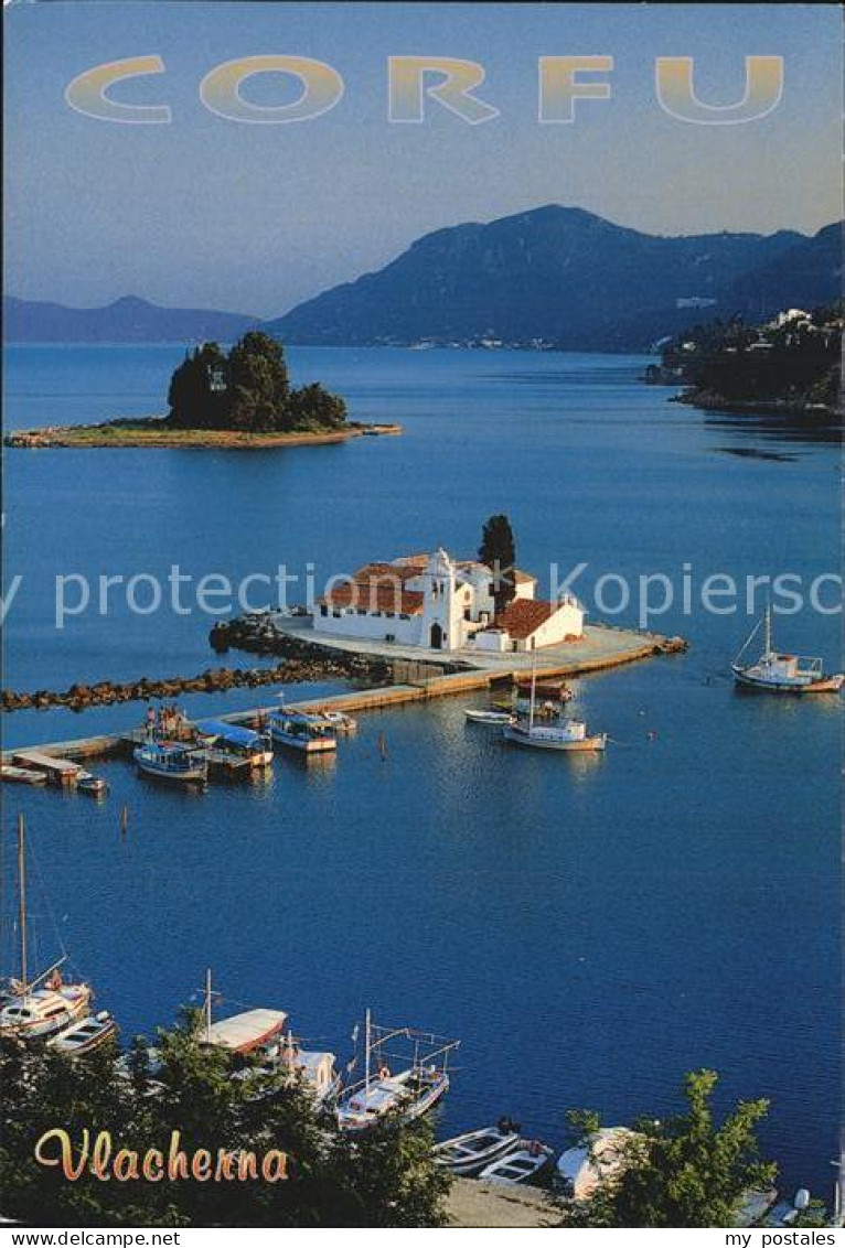 72565494 Corfu Korfu Fliegeraufnahme Mit Kirche Und Hafen  - Griechenland