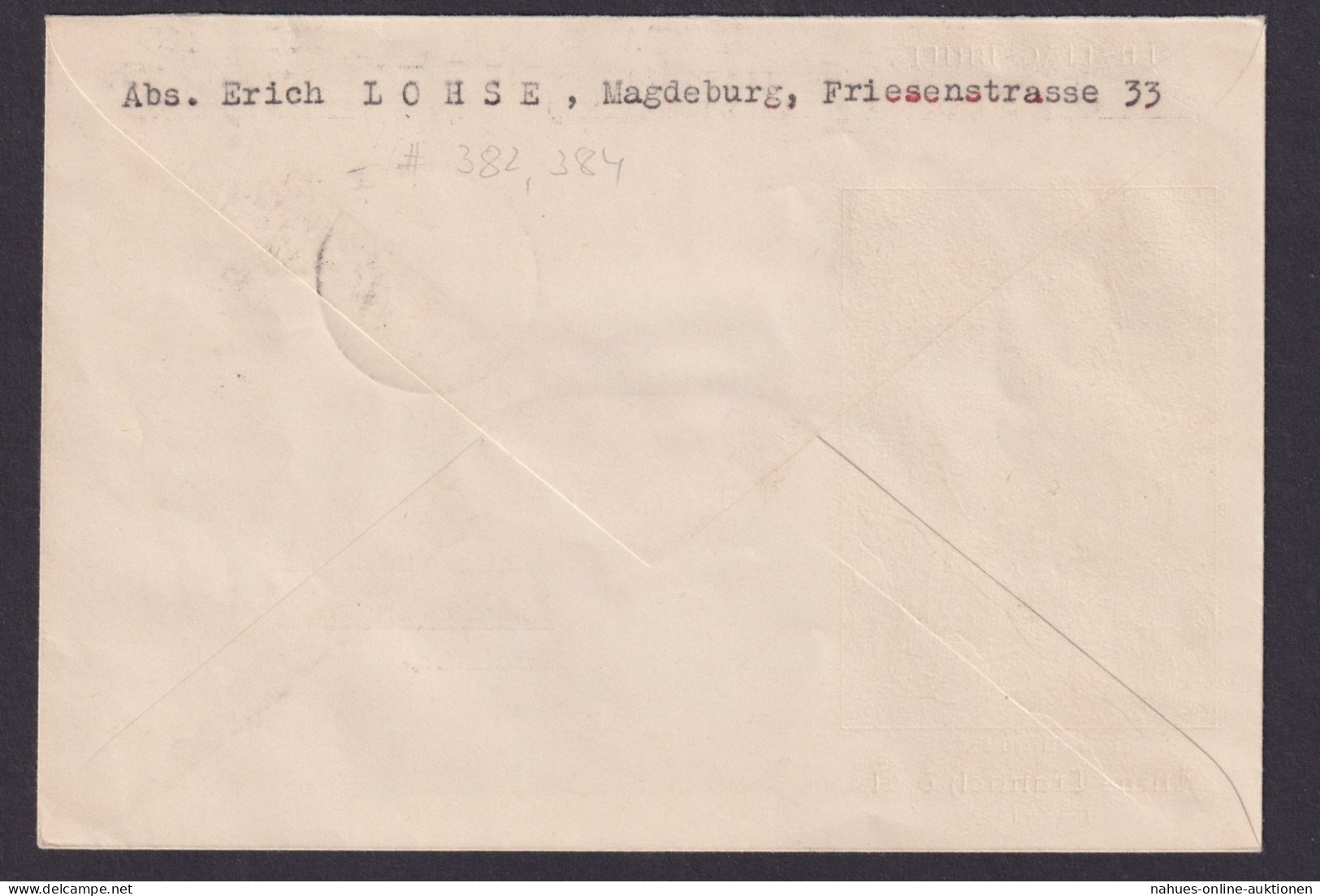 DDR Brief 382 + 384 Baumeister + Lucas Cranach Auf Schönem Umschlag Paris Urteil - Covers & Documents