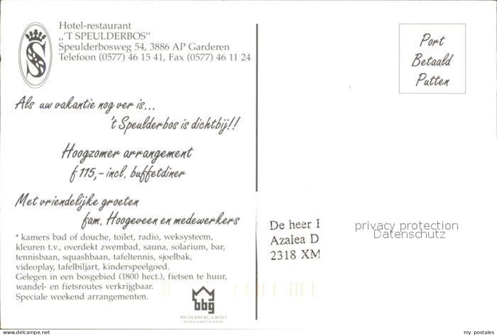 72565163 Garderen Hotel Restaurant T Speulderbos   - Autres & Non Classés