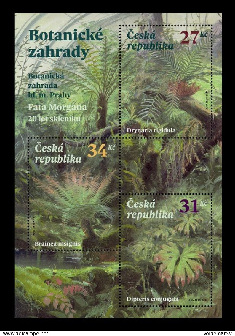 Czech Republic 2024 Mih. 1252/54 (Bl.107) Flora. Ferns From Prague Botanical Garden MNH ** - Unused Stamps
