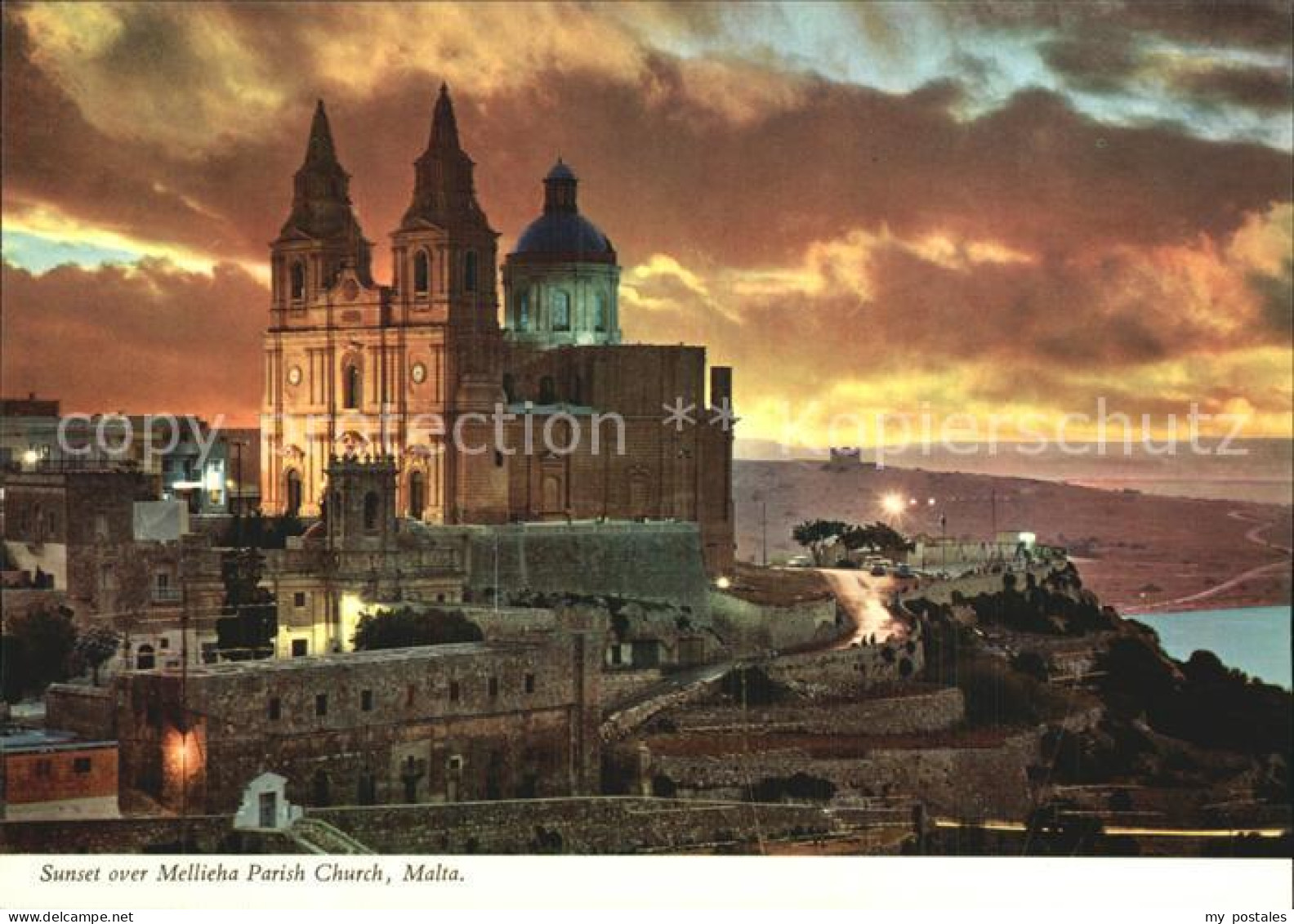 72564640 Mellieha Church With Sunset Mellieha - Malta