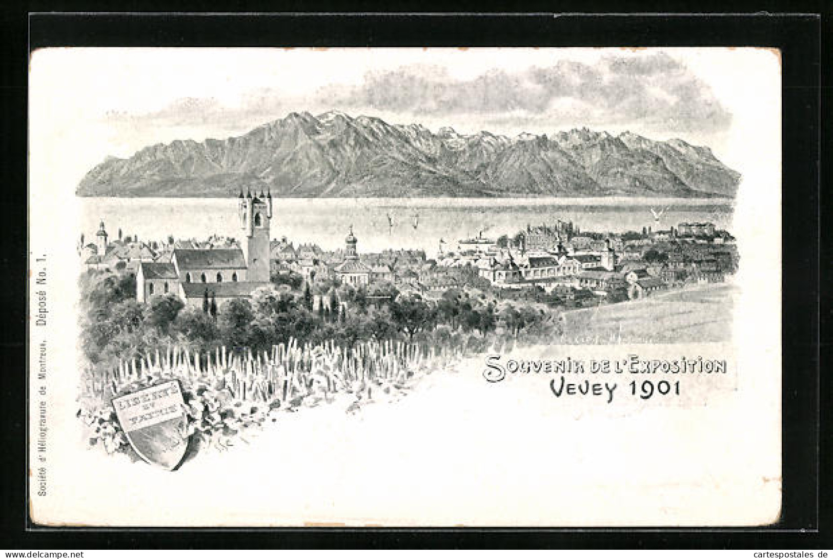AK Vevey, Souvenir De L'Exposition 1901, Ausstellungsgelände Und Seeblick  - Expositions