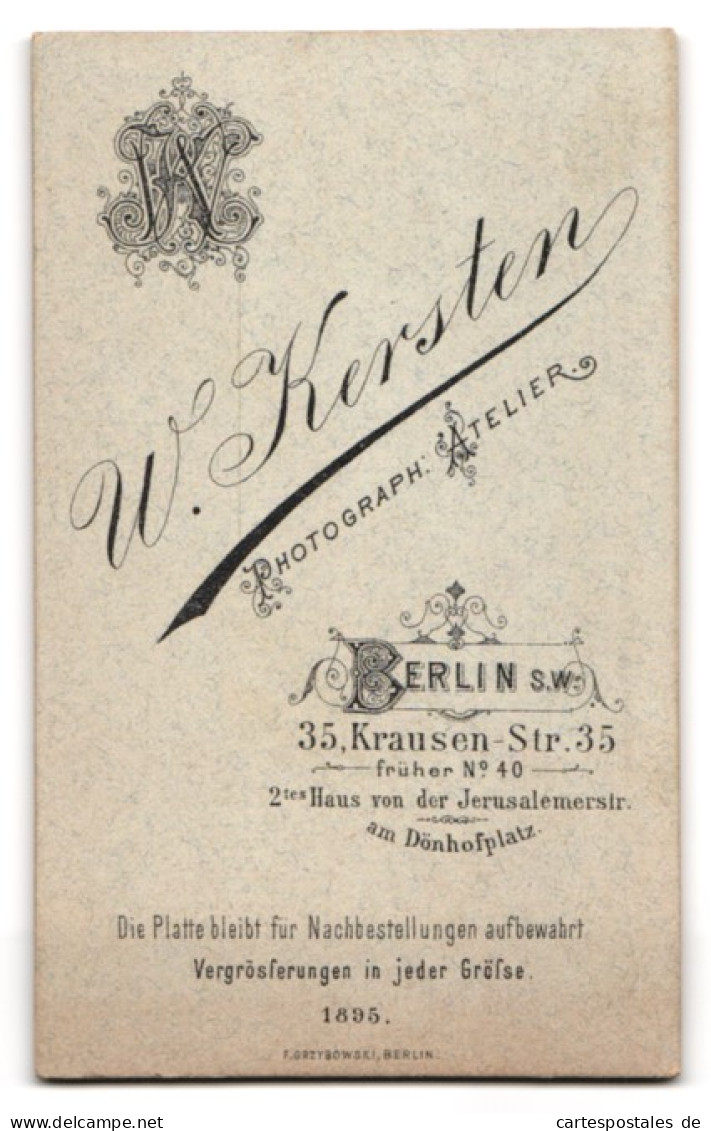 Fotografie Wilhelm Kersten, Berlin, Krausenstr. 35, Dame Mit Hochgestecktem Haar  - Personnes Anonymes
