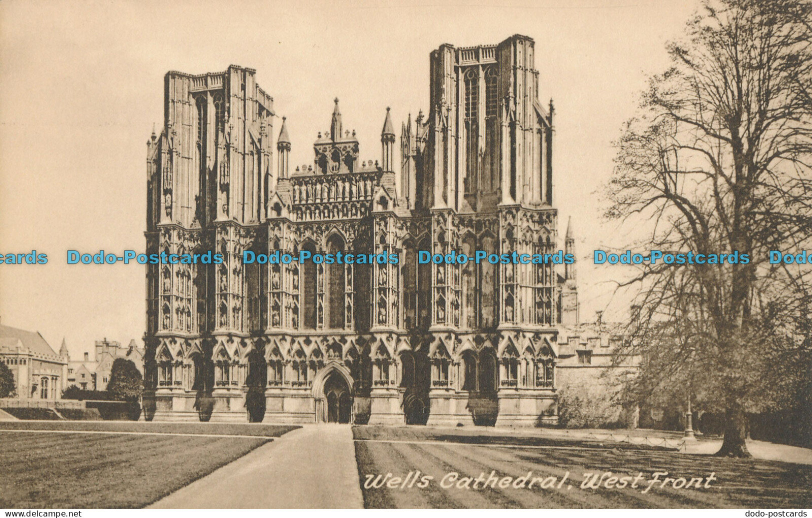 R006590 Wells Cathedral. West Front. T. W. Phillips. Frith. No 1055B - Monde