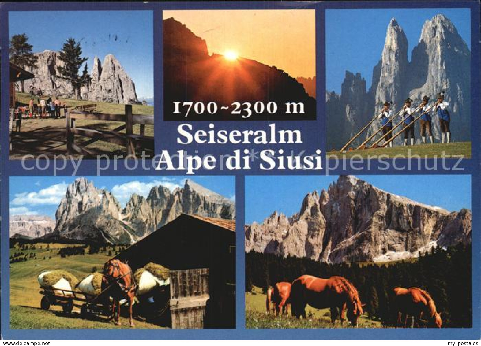 72563455 Seiser Alm Dolomiten Dolomiten Schierngebiet Alphornblaeser  - Other & Unclassified