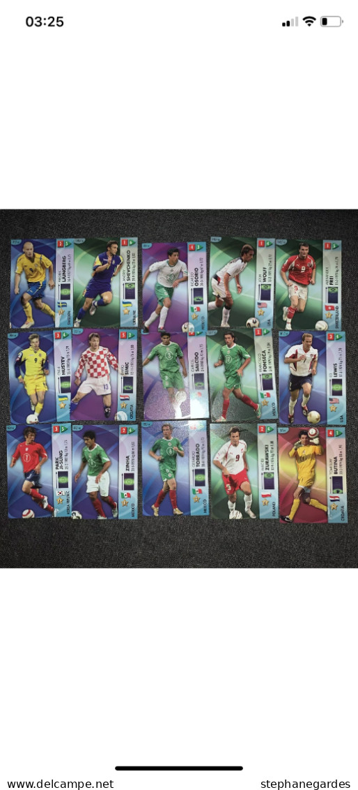 LOT DE 15 CARDS PANINI FOOT GERMANY 2006  FIFA WORLD CUP Lundberg Shevchenko - French Edition