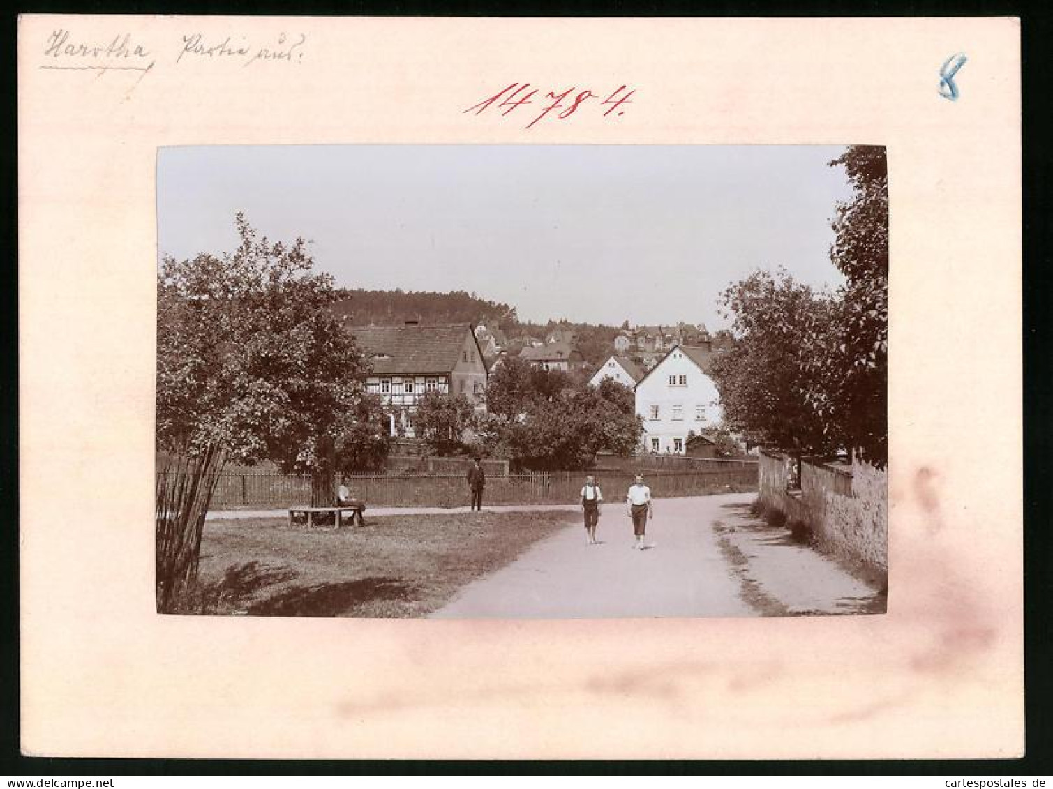 Fotografie Brück & Sohn Meissen, Ansicht Hartha I. Sa., Blick In Den Ort, Knaben In Sommerkleidung  - Lieux