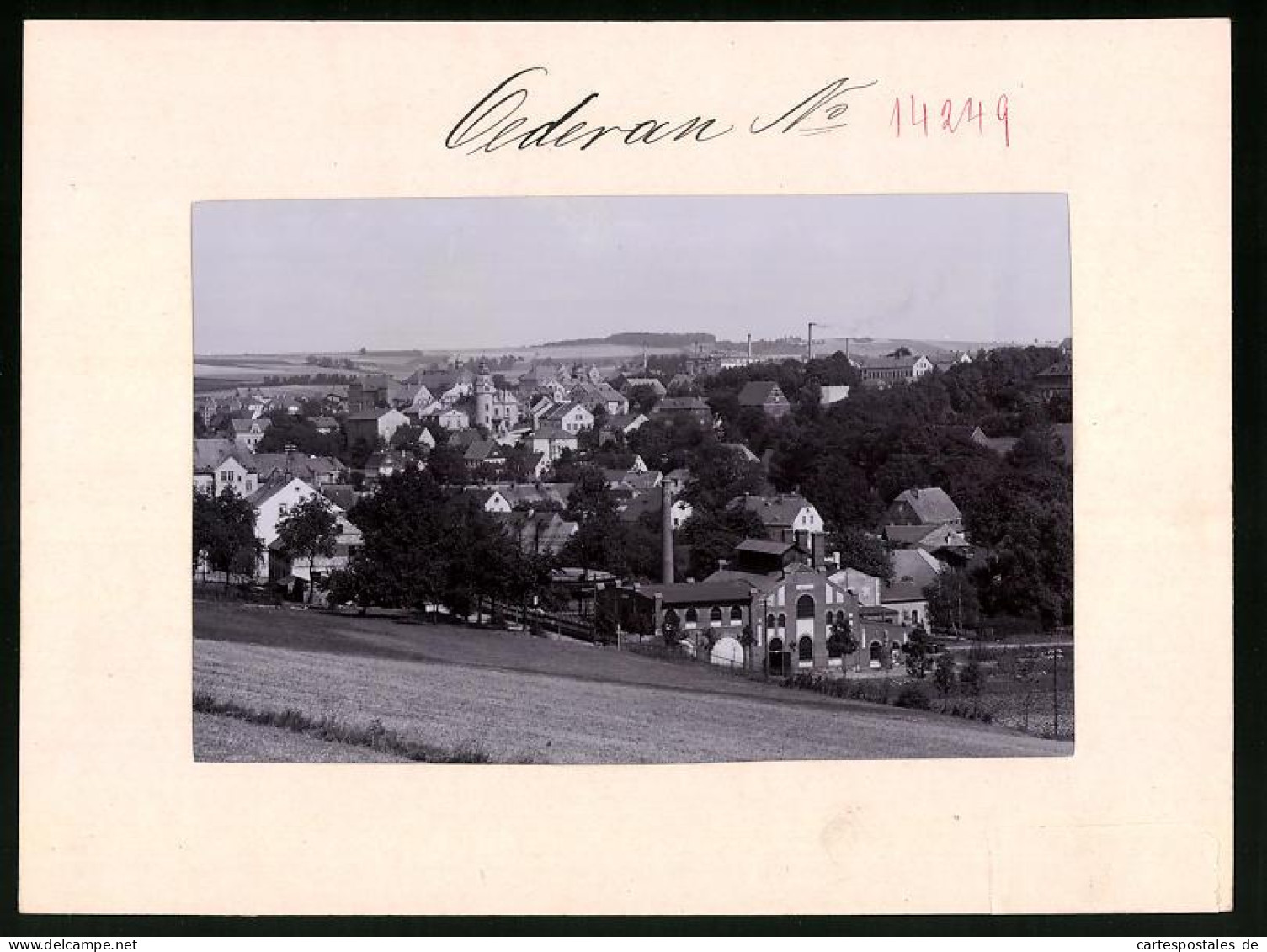 Fotografie Brück & Sohn Meissen, Ansicht Oederan, Blick Auf Den Ort Mit Fabrikgebäude  - Places