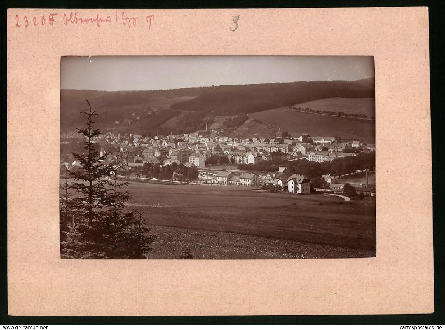 Fotografie Brück & Sohn Meissen, Ansicht Olbernhau I. Erzg., Blick Auf Den Ort Mit Bahnhof  - Places