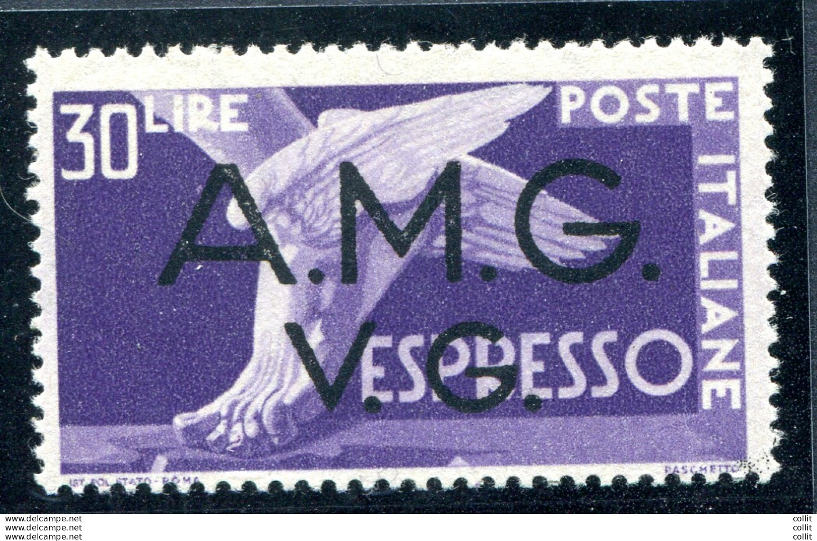 AMG. VG. - Espresso Lire 30 Filigrana In Posizione Pregiata "CD" - Mint/hinged
