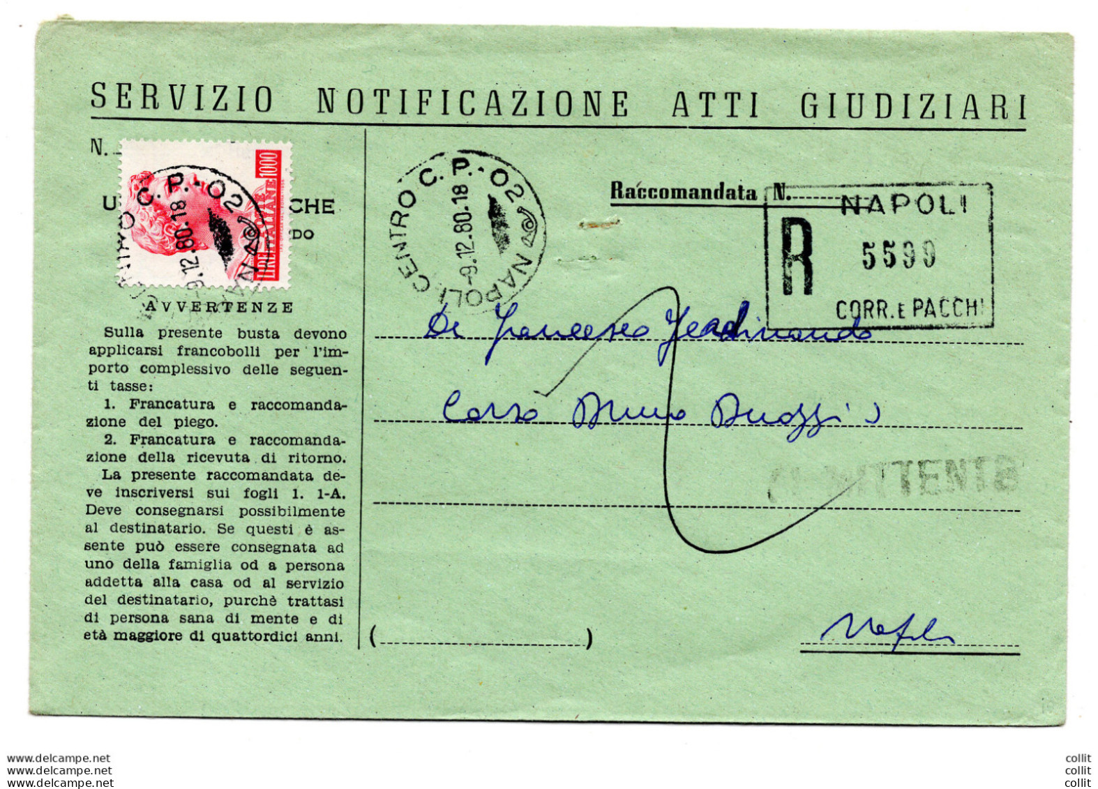 San Giorgio Lire 1.000 Fluorescente Isolato Su Busta Racc. - 1946-60: Marcophilie