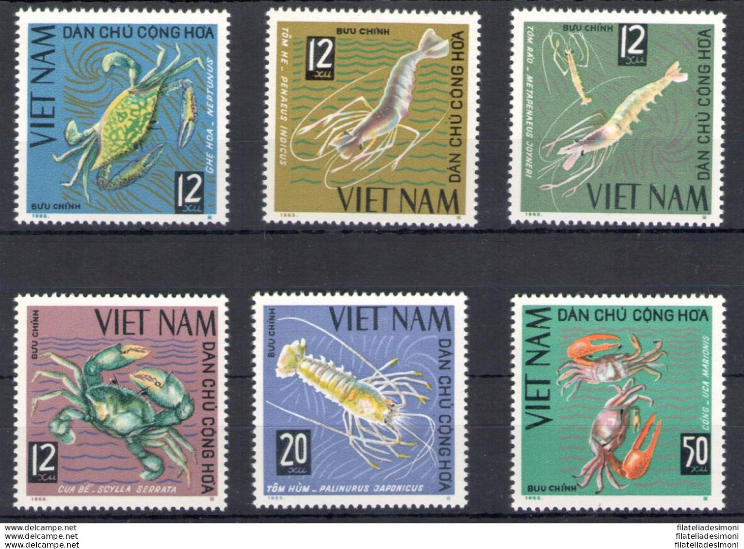 1965 Vietnam Del Nord - Yvert N. 442-47 - Crostacei - 6 Valori - MNH** - Vissen