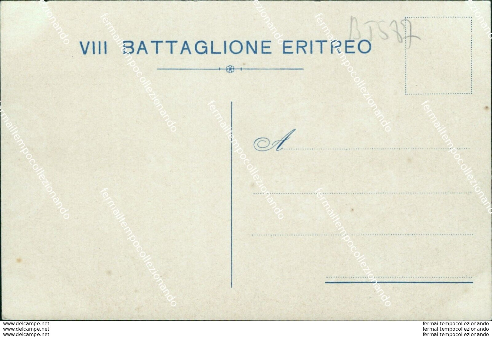 Bt587 Cartolina Militare Coloniale Colonie VIII Battaglione Eritreo - Autres & Non Classés