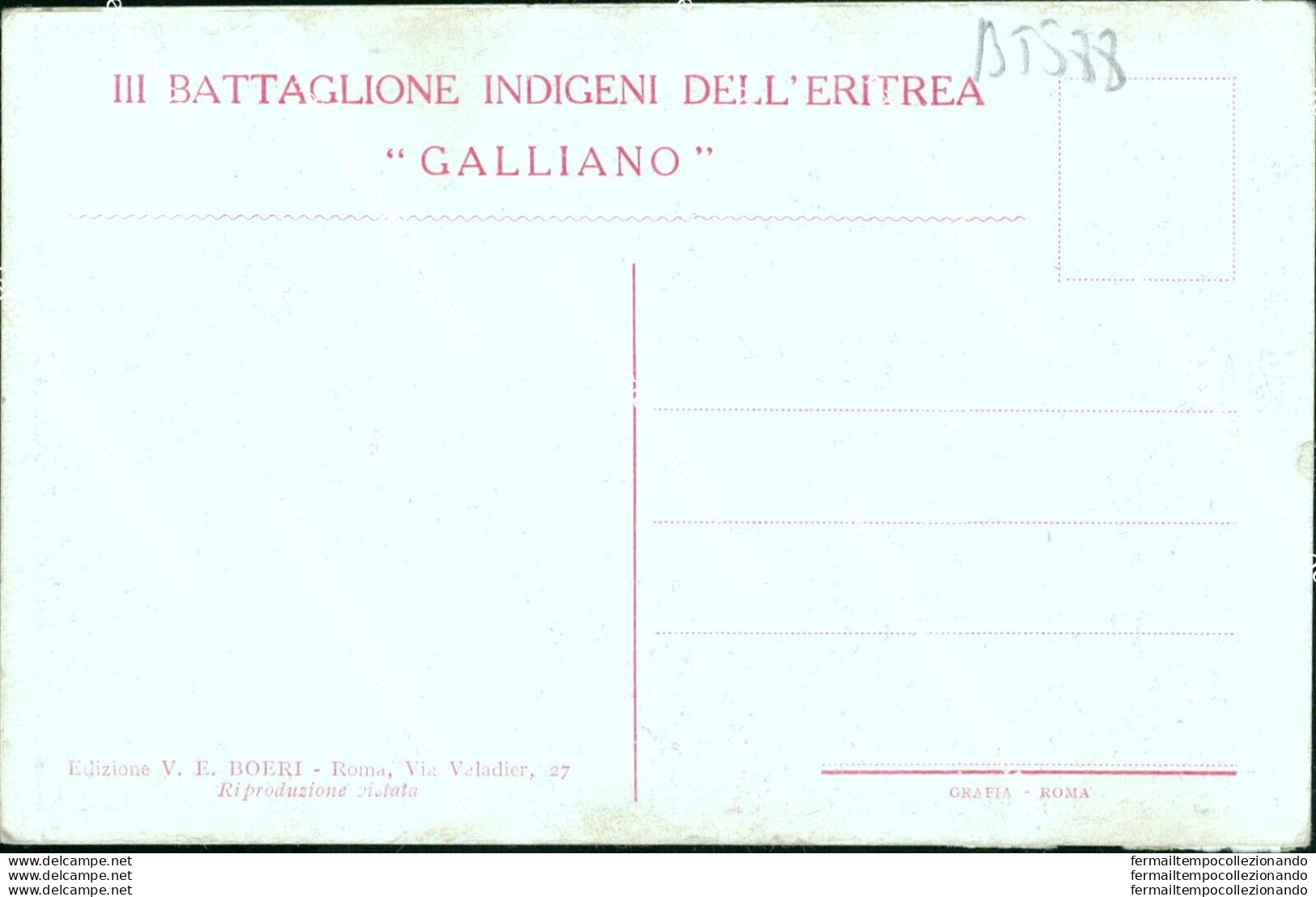Bt588 Cartolina Militare Colonie III Battaglione Indigeni Dell'eritrea Galliano - Autres & Non Classés
