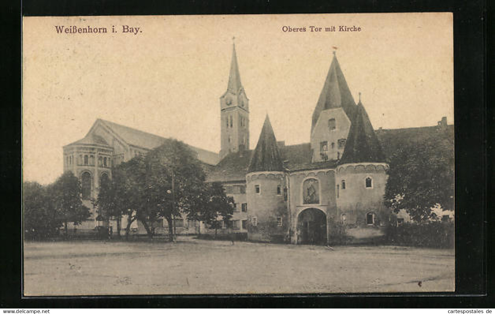 AK Weissenhorn I. Bay., Oberes Tor Mit Kirche  - Weissenhorn