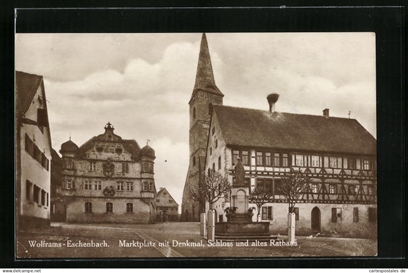 AK Wolframs-Eschenbach, Marktplatz Mit Denkmal, Schloss Und Altes Rathaus  - Other & Unclassified