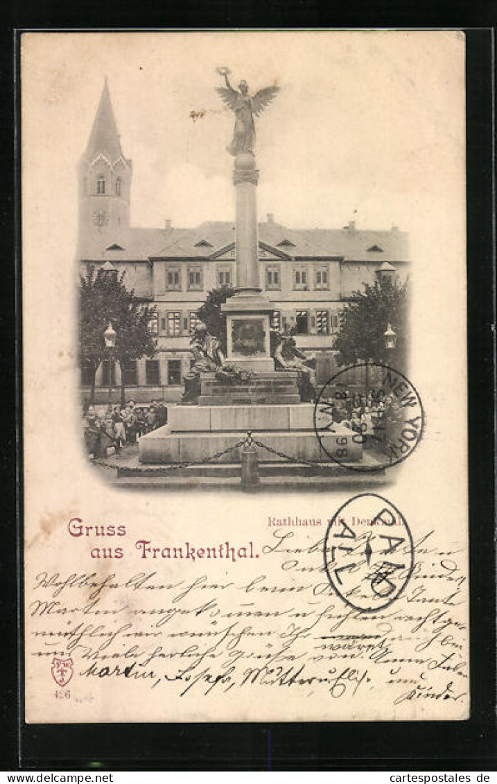 AK Frankenthal, Rathaus Mit Denkmal  - Frankenthal