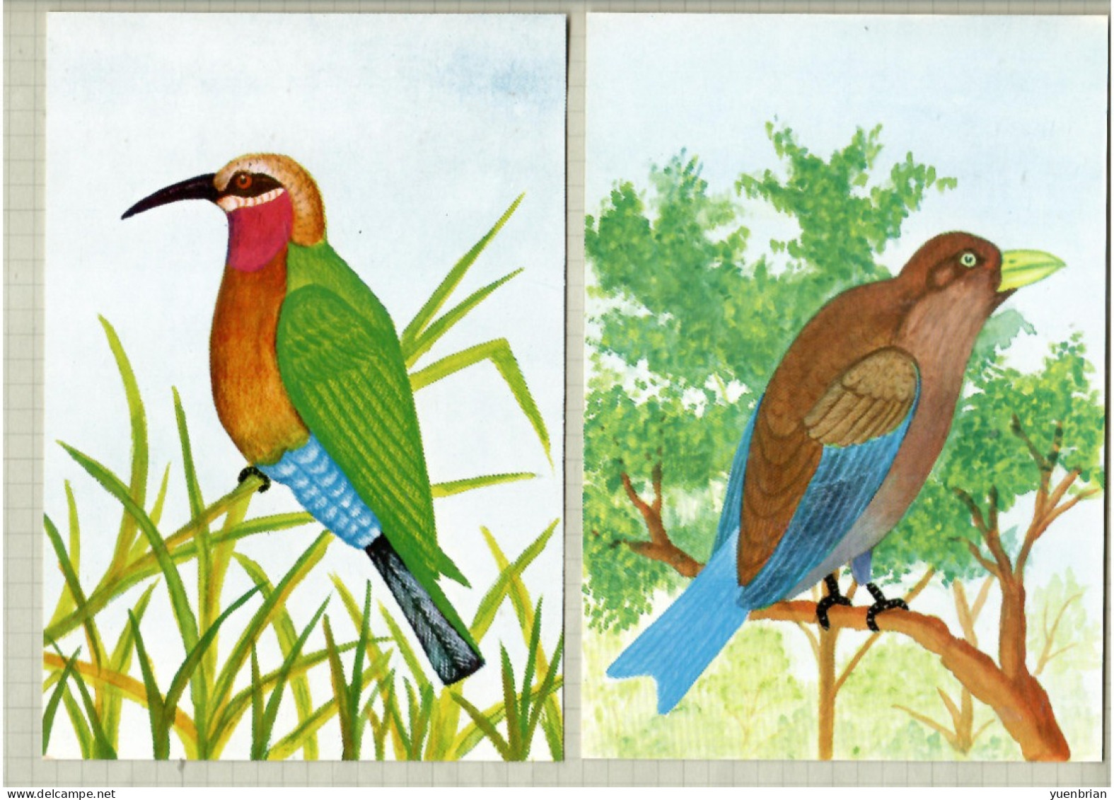 Mozambique 1987, Bird, Birds, Postal Stationery, Kingfisher, Set of 6v, Pre-Stamped Post Card, MNH**