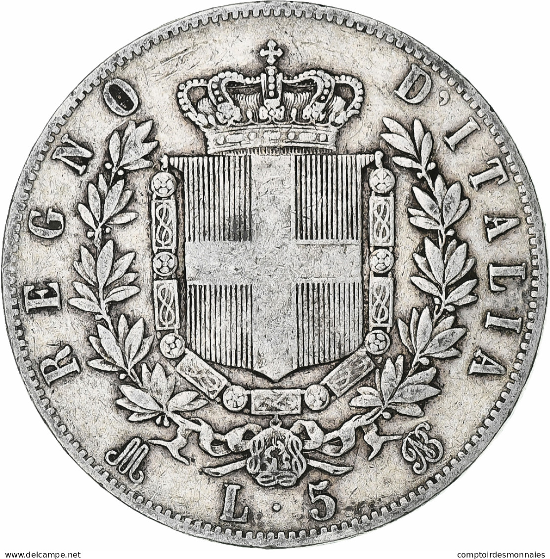 Italie, Vittorio Emanuele II, 5 Lire, 1870, Milan, Argent, TB, KM:8.3 - 1861-1878 : Victor Emmanuel II.