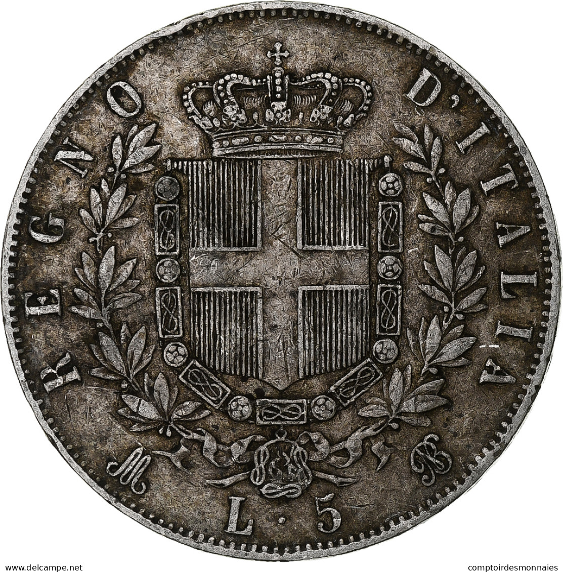 Italie, Vittorio Emanuele II, 5 Lire, 1872, Milan, Argent, TB, KM:8.3 - 1861-1878 : Victor Emmanuel II