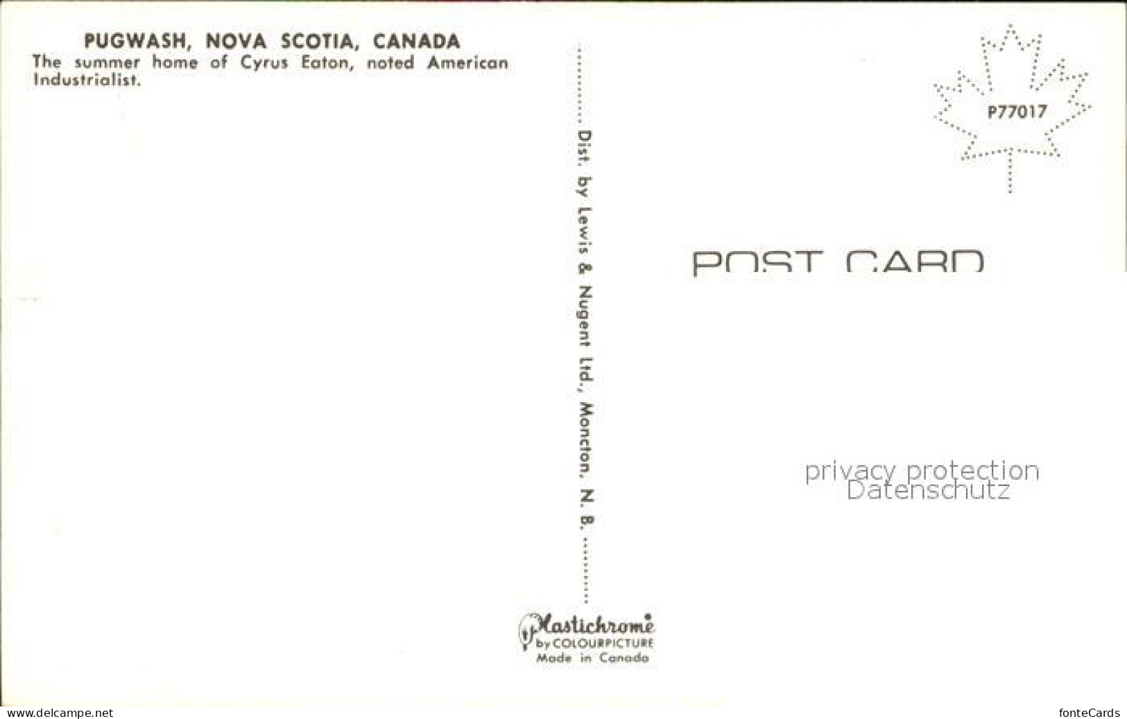72520644 Nova Scotia Pugwash Nova Scotia - Ohne Zuordnung