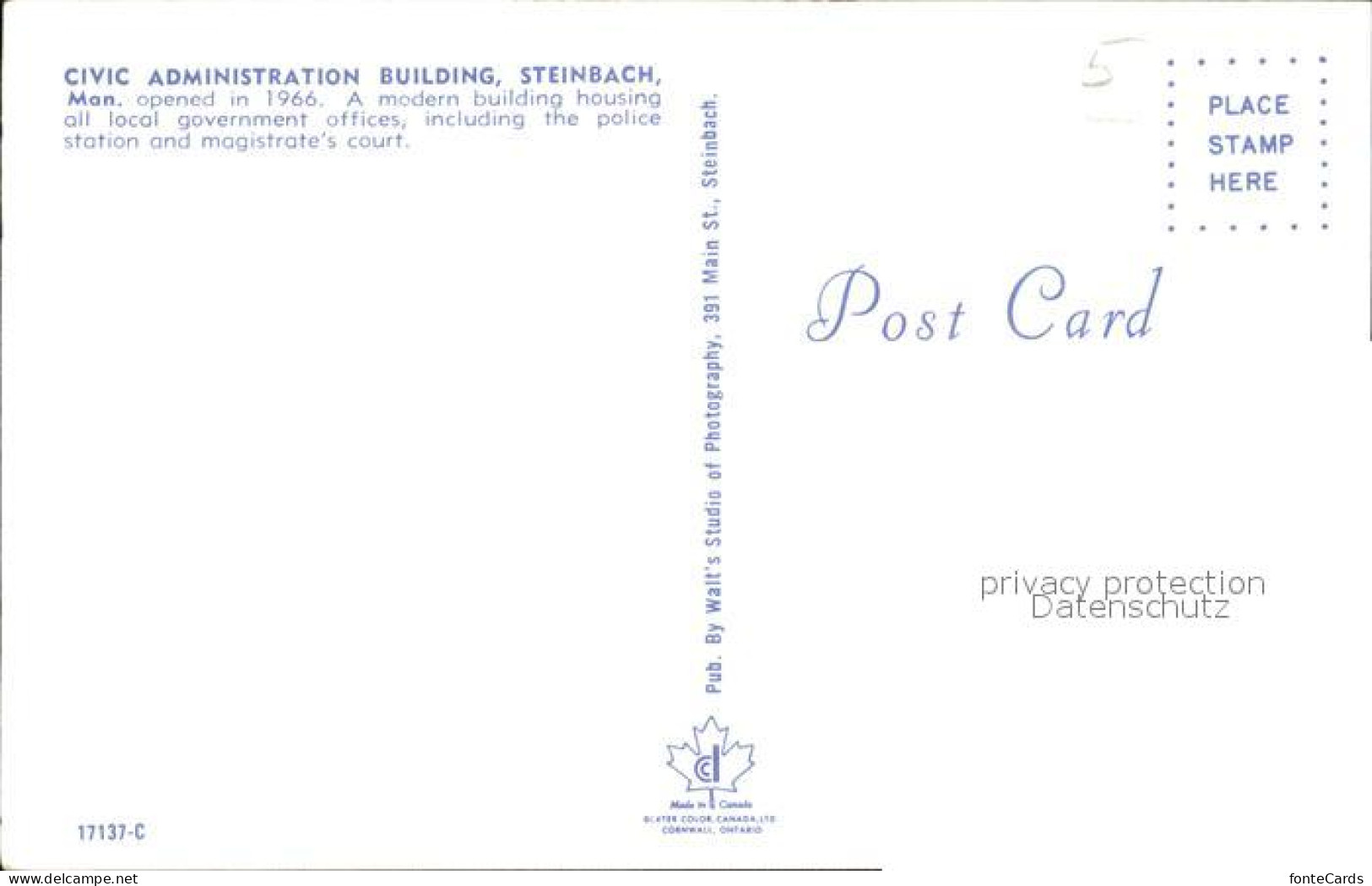 72519935 Manitoba Civic Administration Building Steinbach Manitoba - Non Classés