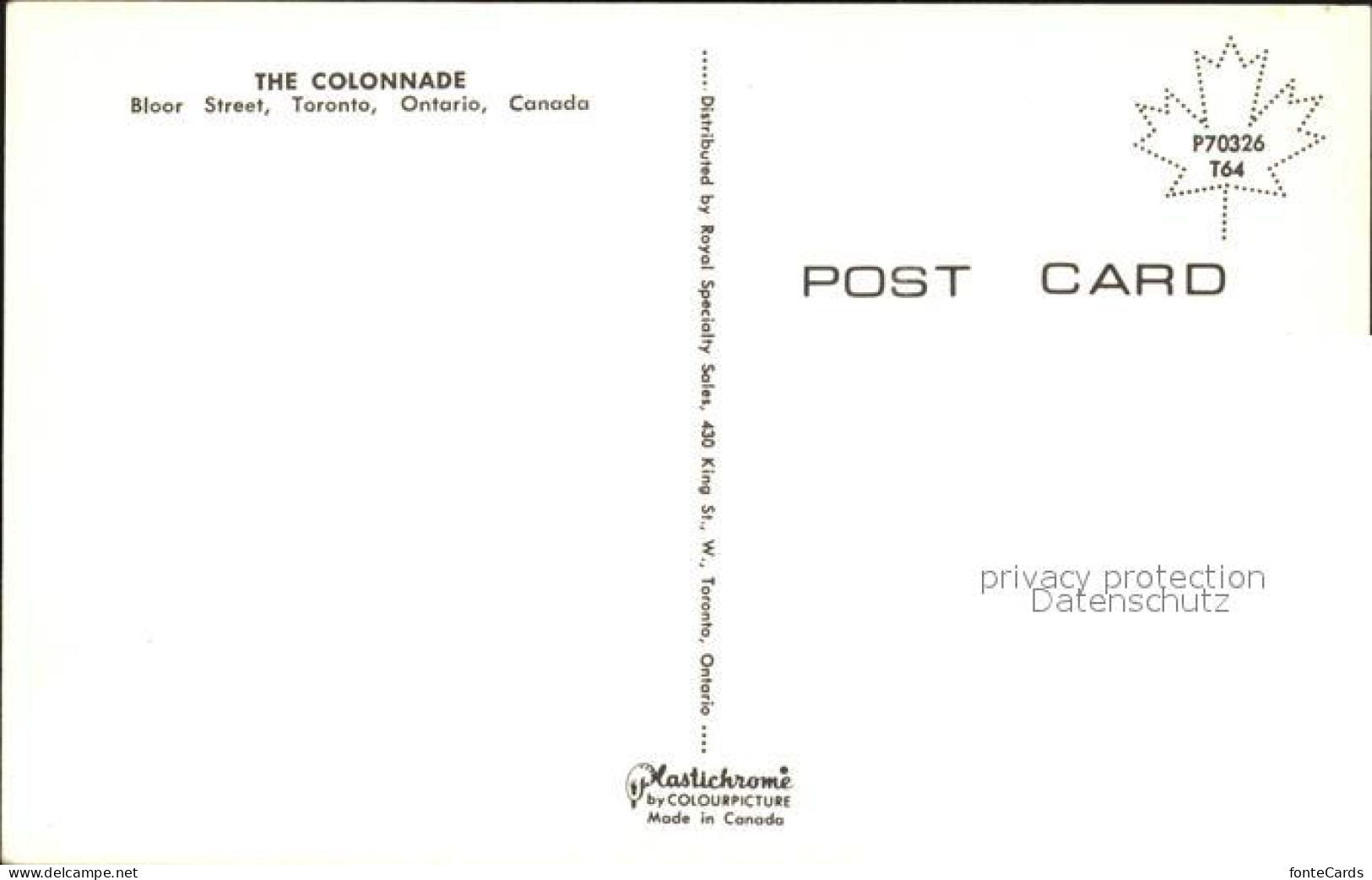 72519302 Toronto Canada Collonaden   - Non Classés