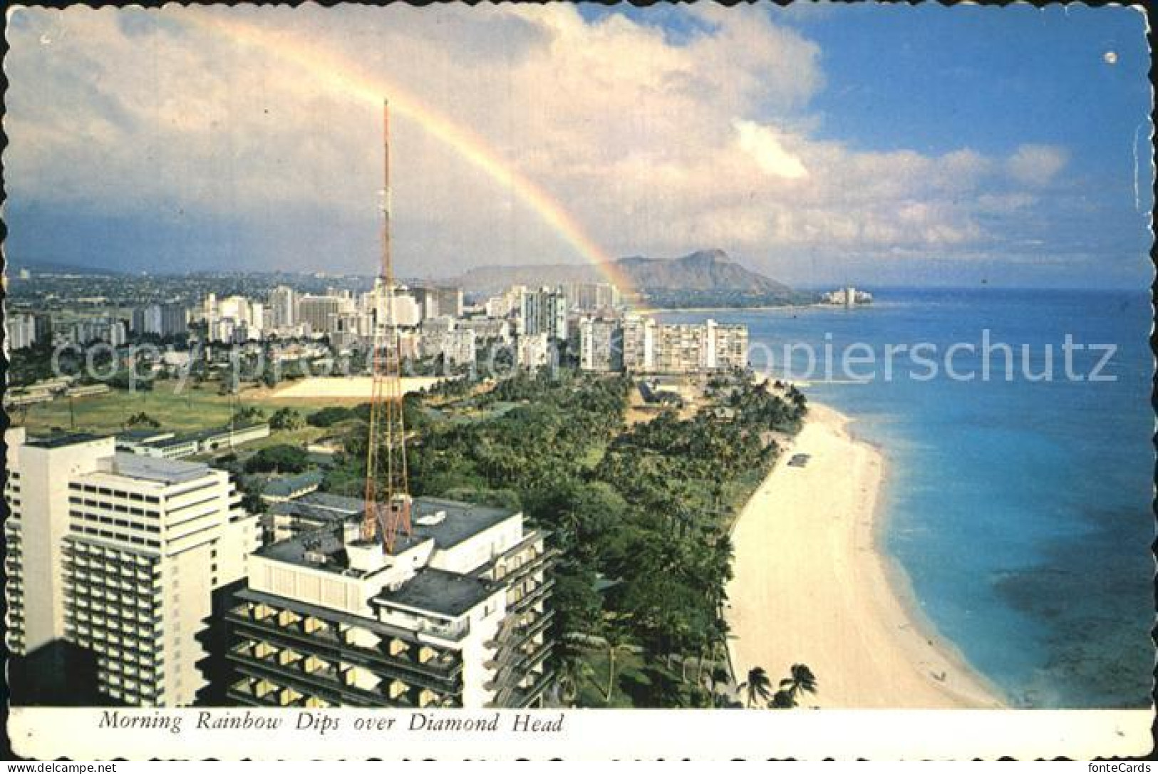 72516537 Hawaii_US-State Morning Rainbow Dips Over Diamond Head - Sonstige & Ohne Zuordnung