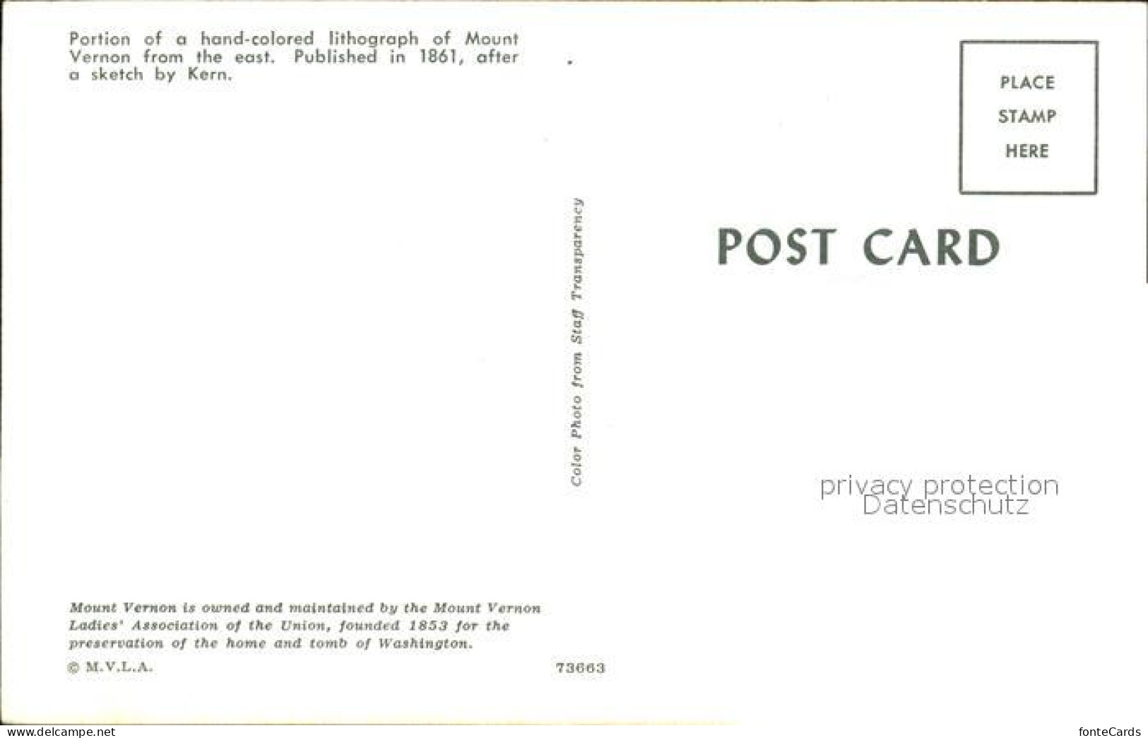 72515363 Mount_Vernon_Virginia Landsitz Mount Vernon Kuenstlerkarte Kern 1861 - Autres & Non Classés