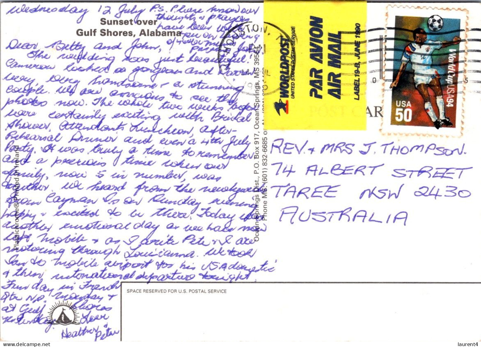 19-5-2024 (5 Z 35) USA -  (posted To Australia) Alabama  (with Additional AIR MAIL Label) - Autres & Non Classés