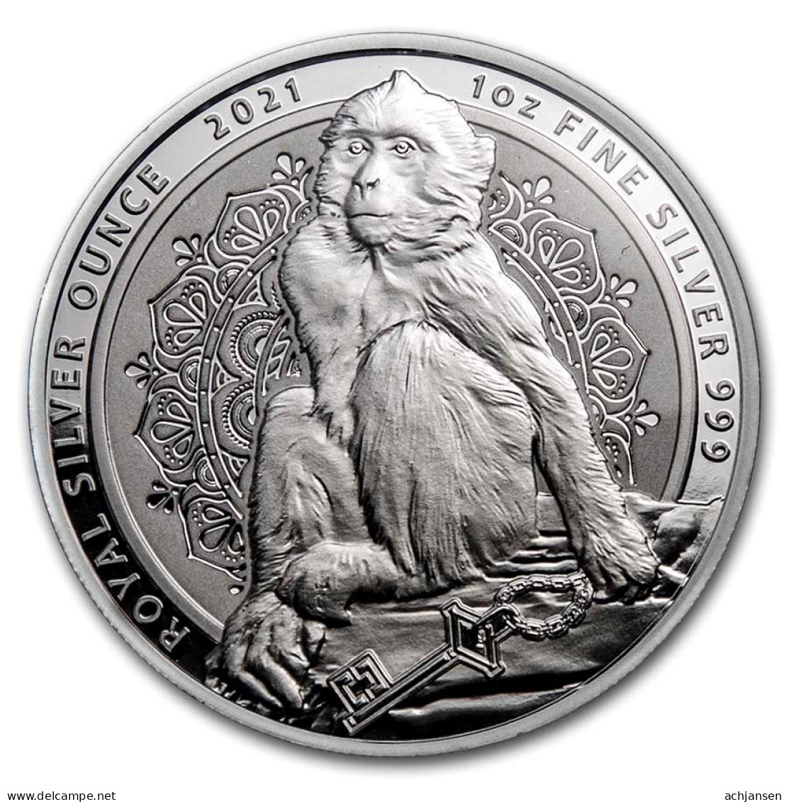 Gibraltar, Barbary Macaque 2021 - 1 Oz. Pure Silver - Gibraltar