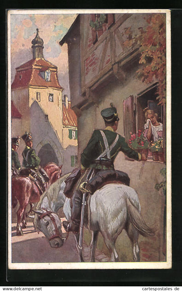 Künstler-AK Paul Hey: Verein Für Das Deutschtum Im Ausland, Nr. 27, Es Ritten Drei Reiter Zum Tore Hinaus  - Hey, Paul