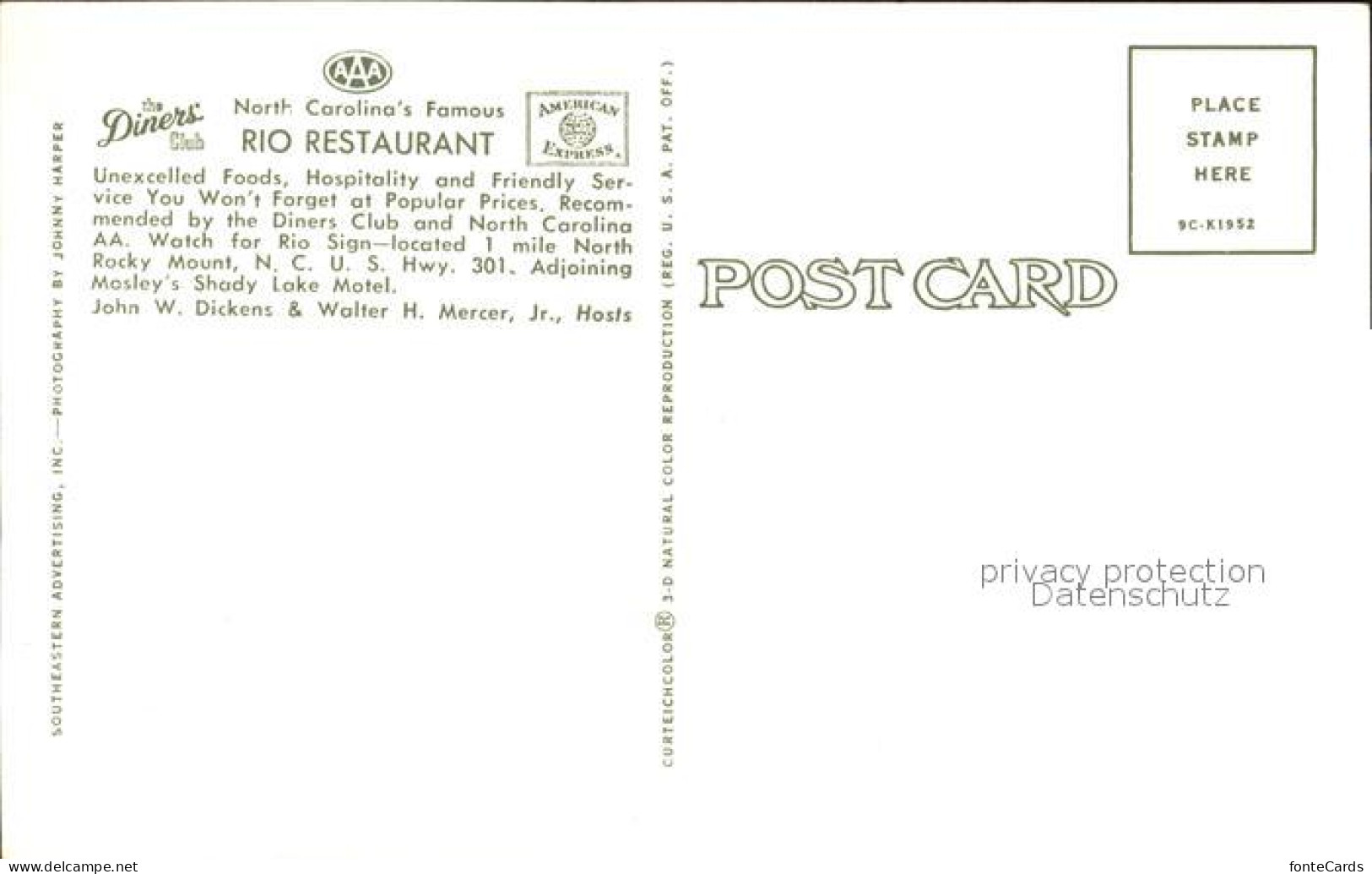 72490694 Rocky_Mount_North_Carolina Rio Restaurant Diners Club  - Autres & Non Classés