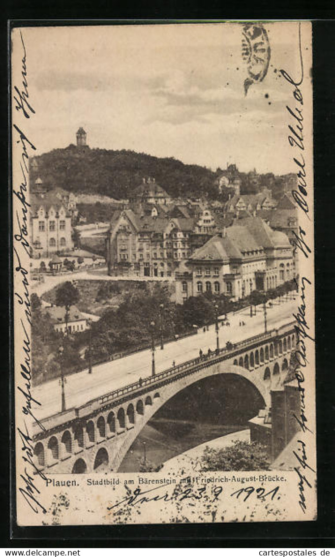 AK Plauen, Stadtbild Am Bärenstein Mit Friedrich-August-Brücke  - Plauen