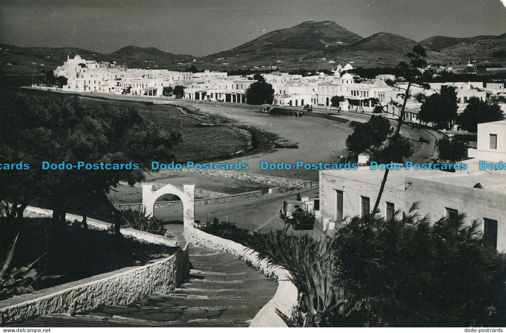 R007533 Old Postcard. Beautiful View From The Stairs To The City And Mountains - World