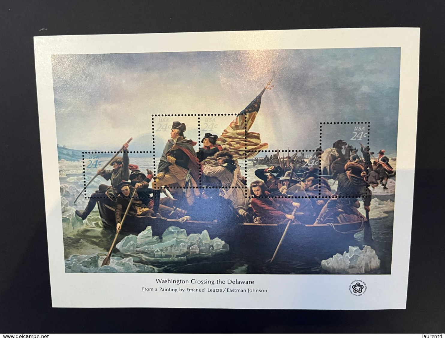 9-11-2023 (stamps) USA - Bicentennial Souvenir Sheet - Washington Crossing The Delaware (mint/ Neuve) 21 X 16 Cm - Blocks & Kleinbögen