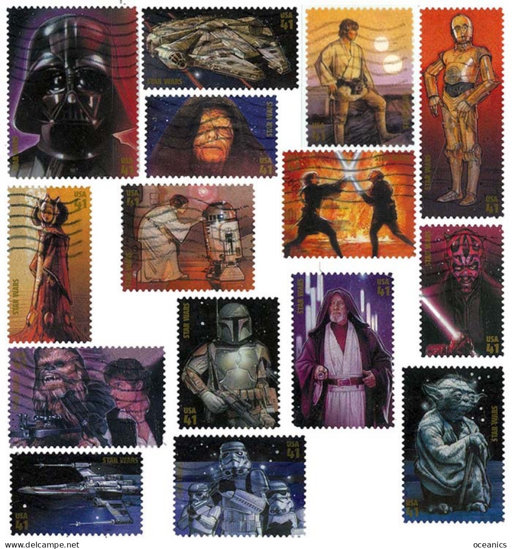 Etats-Unis / United States (Scott No.4143a-o - La Guerre Des étoles / Star Wars) (o) Set Of 15 - Gebraucht