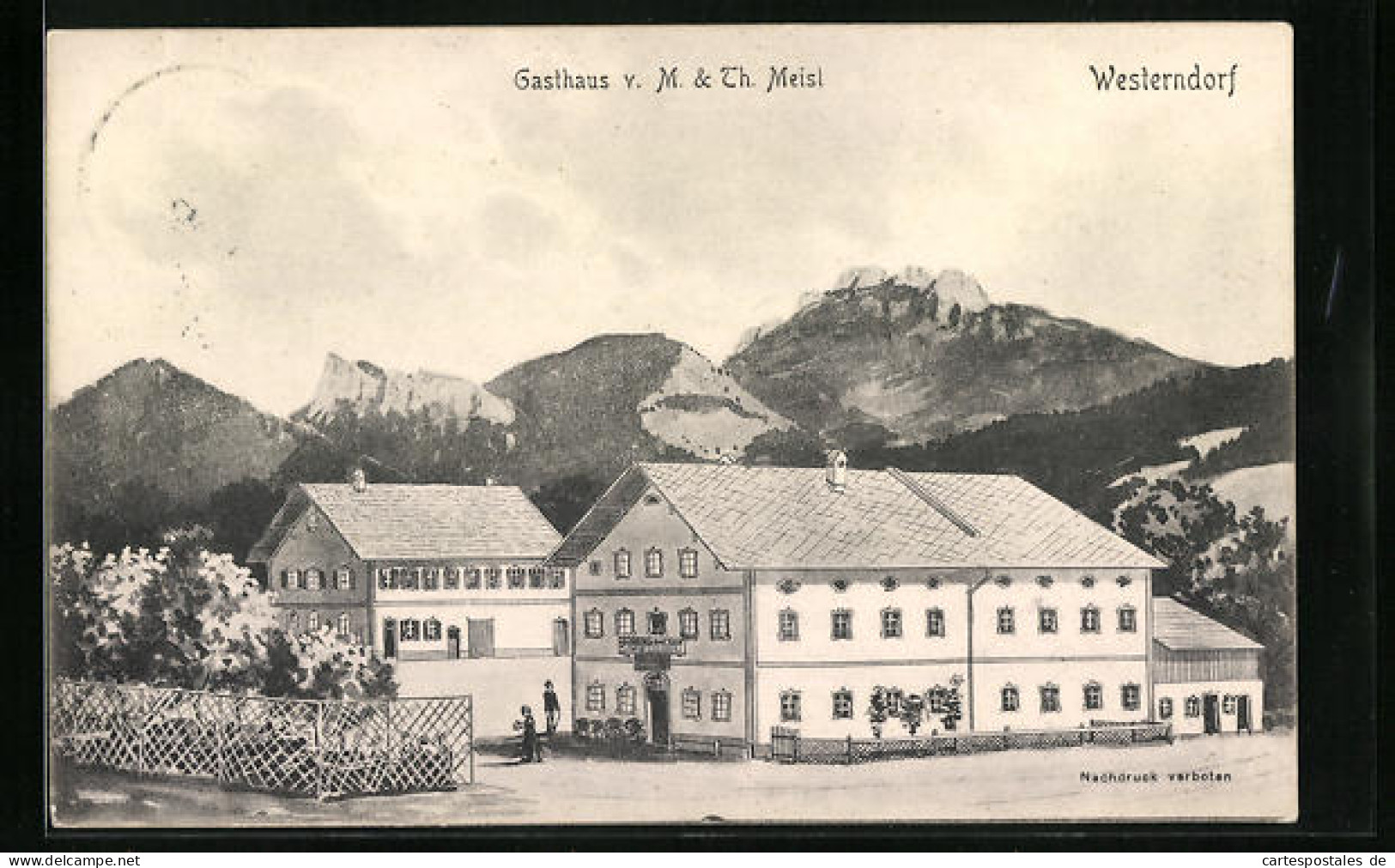Künstler-AK Sign. Hans Pernat: Westerndorf, Gasthaus Von M & Th. Meisl Mit Bergpanorama  - Other & Unclassified