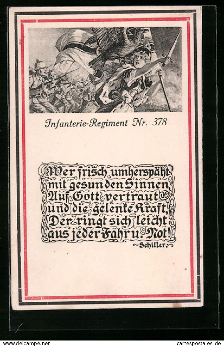 AK Infanterie-Regiment Nr. 378, Soldaten Ziehen In Die Schlacht, Germanenkult  - Régiments